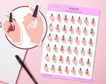 Adesivi per manicure, smalti per unghie, promemoria per appuntamenti, diario di bellezza per la cura di sé, foglio di adesivi