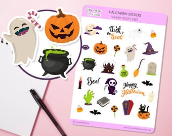Halloween Elements Planner Stickers Spooky Halloween Diary Journal Sticker Sheet