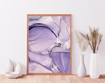 Lavender Violet Marble Wall Print  | Purple Violet Abstract Marble Wall Art Decoration