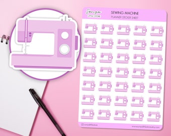 Sewing Machine Planner Stickers | Sewing Craft Hobby Bullet Journal Scrapbook Diary Sticker Sheet
