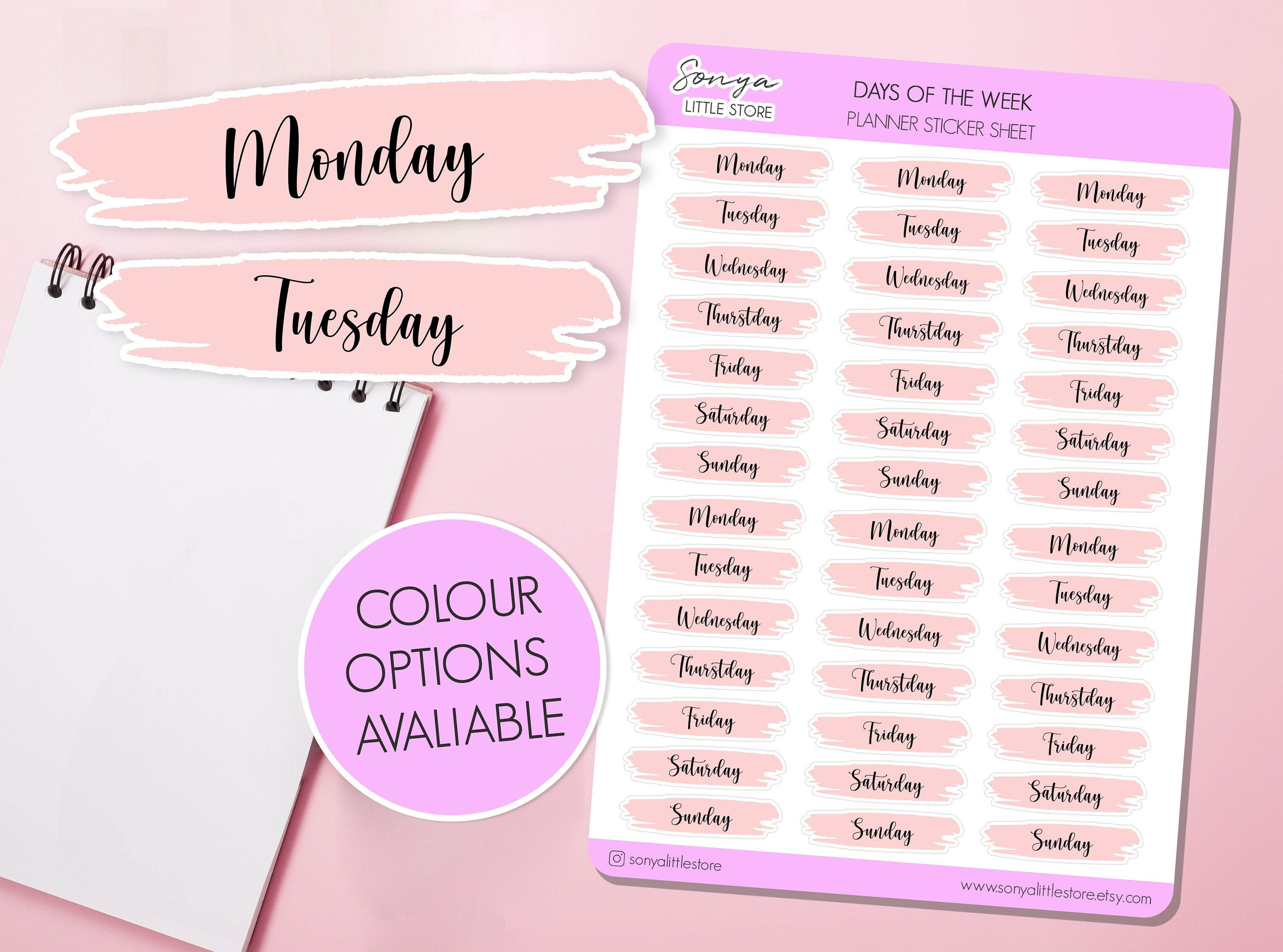 Cute Planner Sticker Set. Journal Diary Stickers. Days of the Week Stickers.  to Do List. 