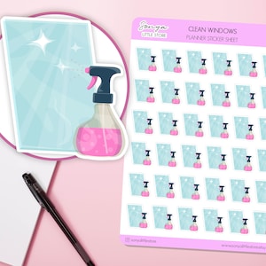 Stickers pour agenda Windows Clean | Autocollants propres pour miroir/verre Autocollants pour agenda de tâches ménagères Feuille d'autocollants pour agenda