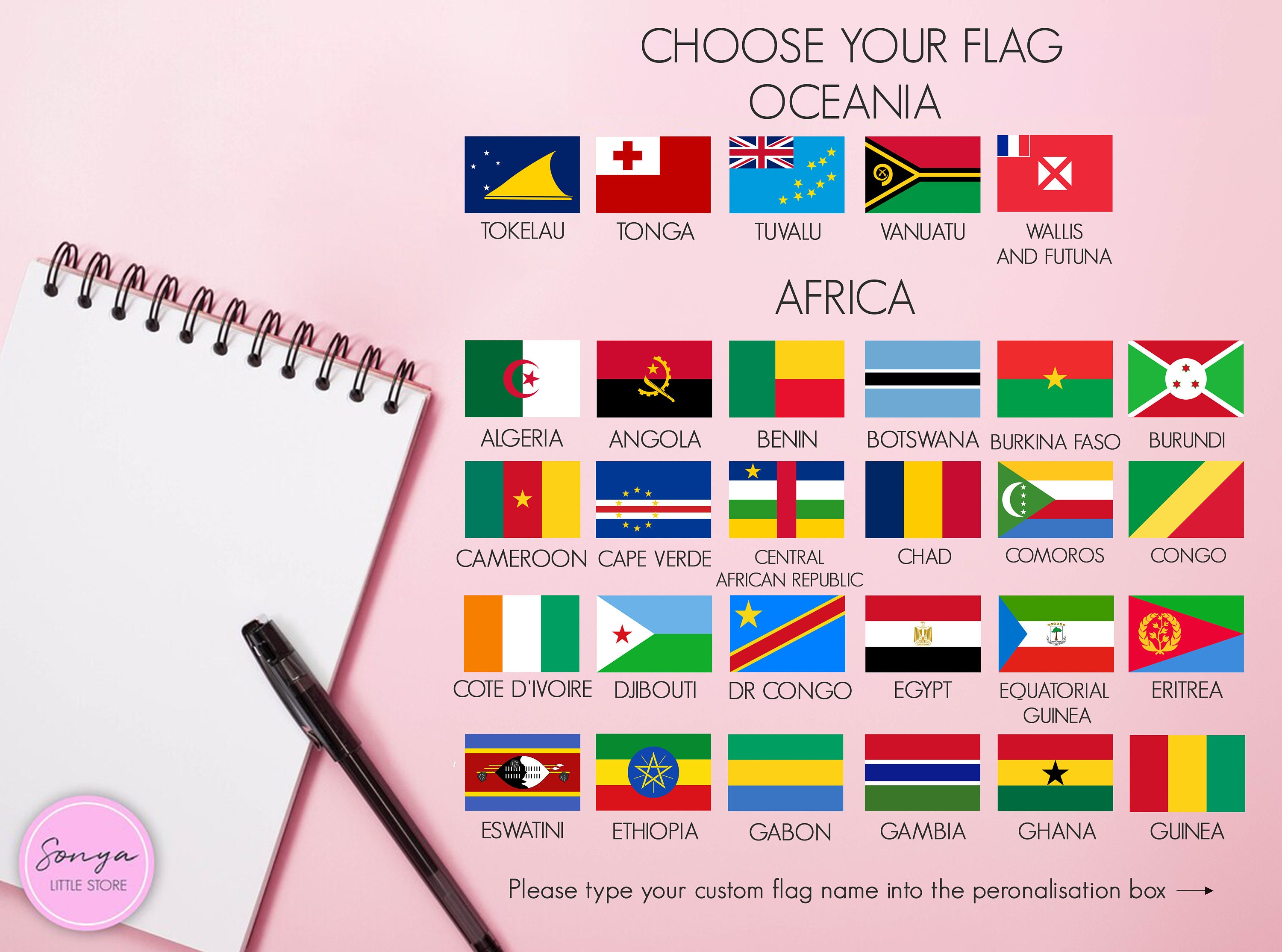 Custom Country Flag Planner Stickers Holiday State Flags of the World ...