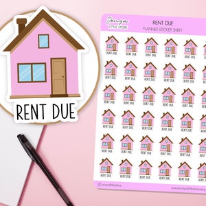 _Miete fällig - Planer Aufkleber | Zahlen Sie die Miete Haus Bill Reminder Haushalt Bullet Journal Tagebuch Sticker Blatt