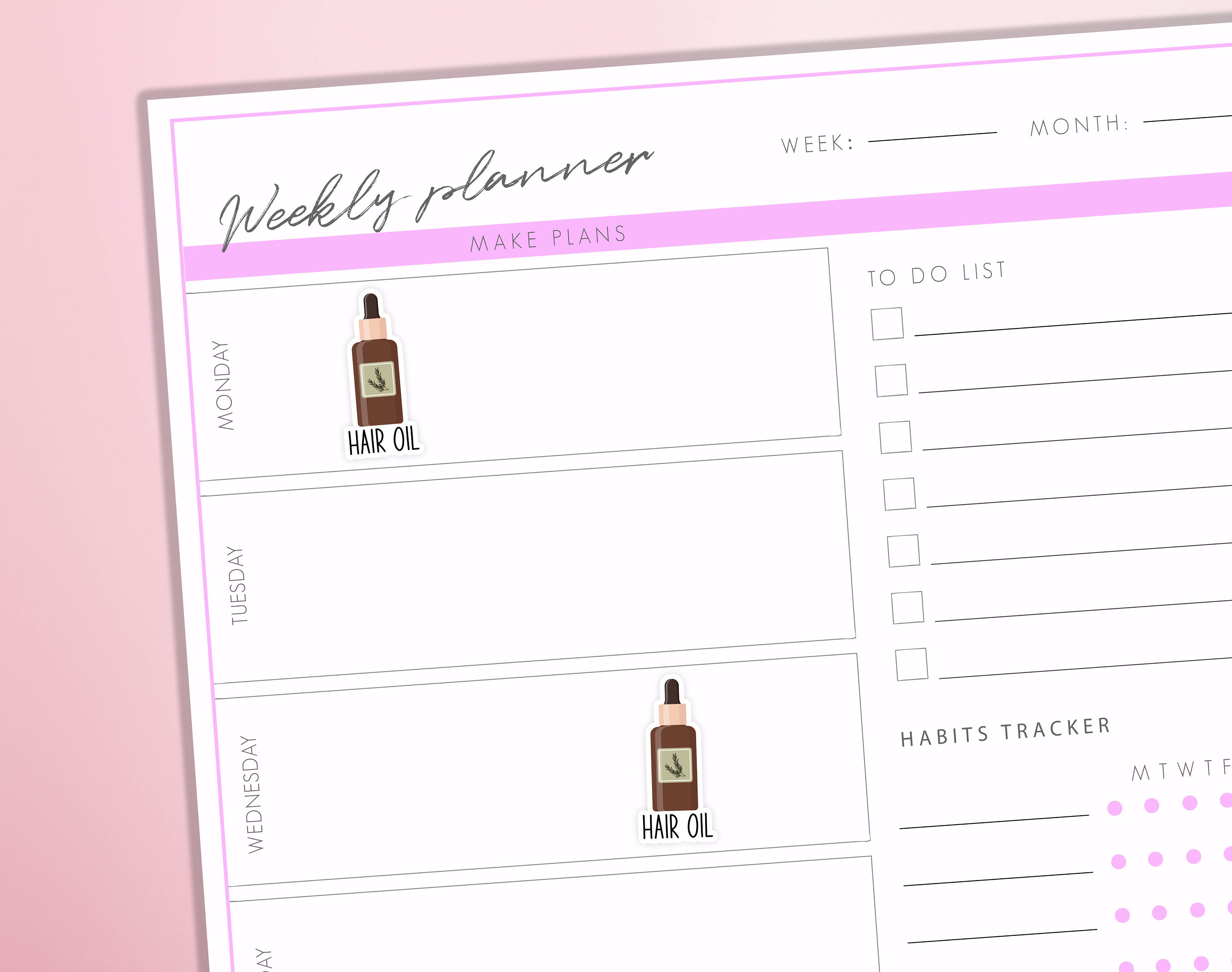 Hair Oil Serum Planner Stickers Rosemary Oil Hair Growth Treatment Reminder Selfcare Beauty Bullet Journal Sticker Sheet - Thumbnail 2