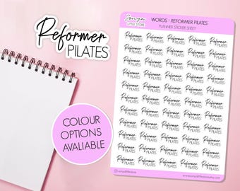 Reformer Pilates Words Planner Stickers Script Fitness Exercise Hobby Free Time Healthy Lifestyle Journal Diary Sticker Sheet