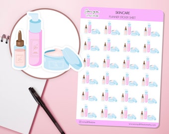 Skincare Planner Stickers Routine Selfcare Beauty Face Wash Diary Sticker Sheet