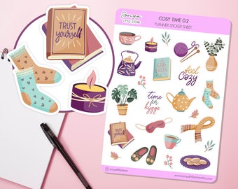 Cosy Time Planner Stickers | Home Relax Chill Hygge Bullet Journal Diary Sticker Sheet