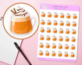 Pumpkin Spice Latte Planner Stickers | Autumn Cosy Coffee Mug Latte Journal Diary Sticker Sheet