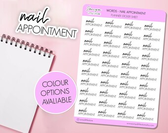 Pegatinas para agenda de citas de manicura / Pegatinas con texto para citas de manicura / Hoja de pegatinas para agenda con letras