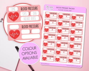 Bloeddruktracker Planner Stickers Hartslag Gezondheid Medicatie Arts Afspraak Hypertensie Bullet Journal Stickervel