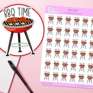 Planificateur de temps pour barbecue, autocollant, gril, barbecue, cuisine, repas, activité estivale, plaisir, famille, temps, été, fête, feuille d'autocollants, journal