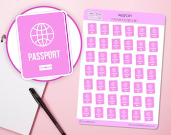 Planerare-klistermärken för pass | Resepass, semester, bullet journal, dagbok, klistermärkesark