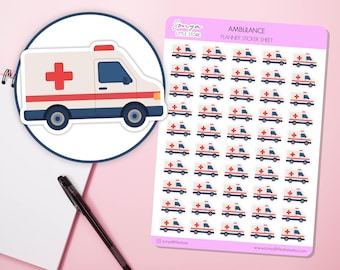 Ambulance Plannner Stickers Medical Appointment Hospital Visit Doctor Healthcare Worker Journal Sticker Sheet