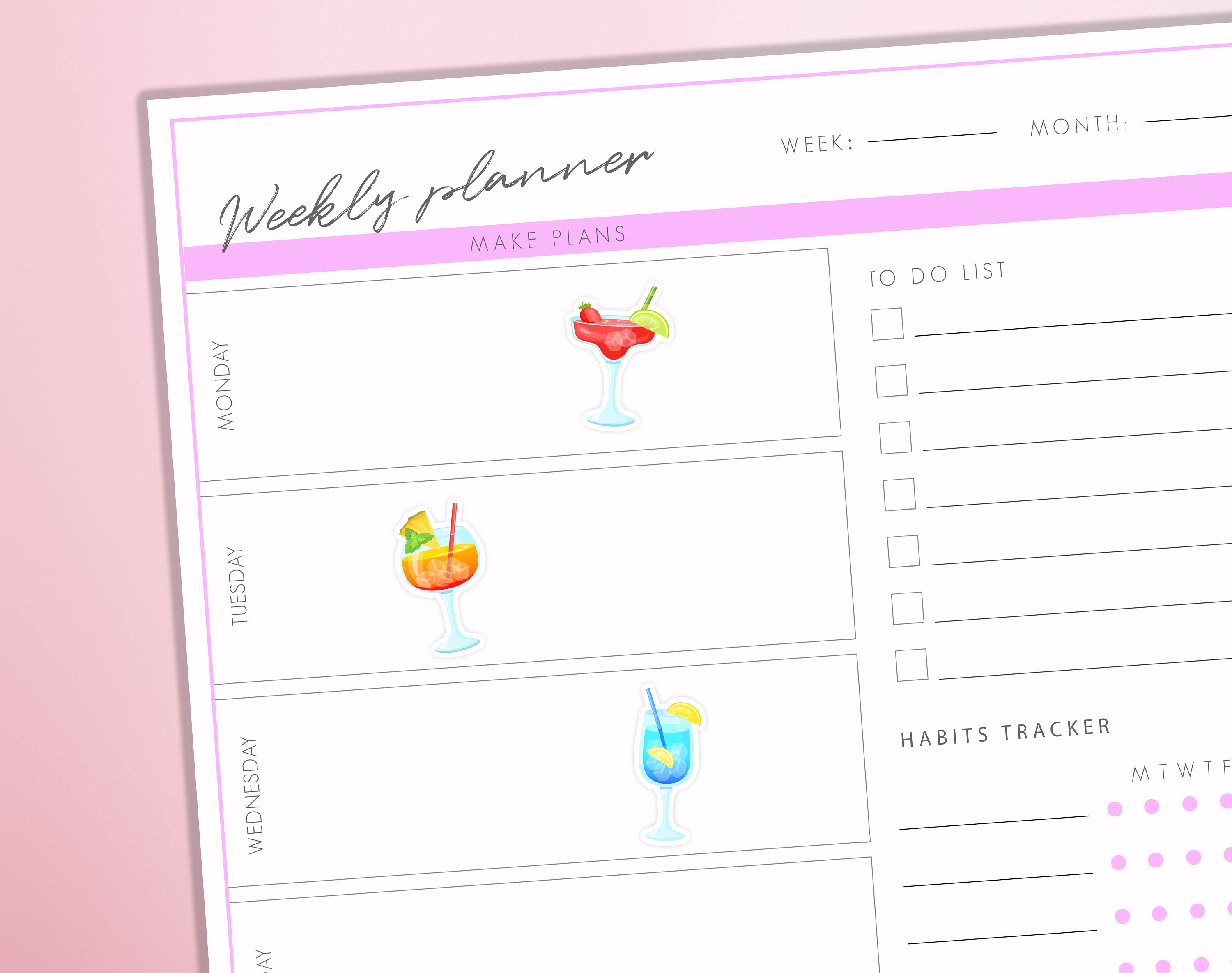 Cocktail Drinks Planner Stickers Summer Holiday Mocktail Alcohol Journal Diary Sticker Sheet - Etsy