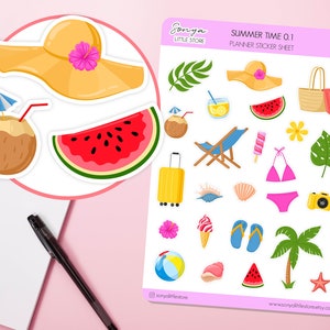 Plannerstickers zomertijd | Zomervakantiestickers Vakantiestickers Beach Vibes Dagboek Dagboek Stickervel