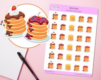 Pancakes Planner Stickers | Pancakes Sweet Food Meal Treat Breakfast Journal Diary Sticker Sheet