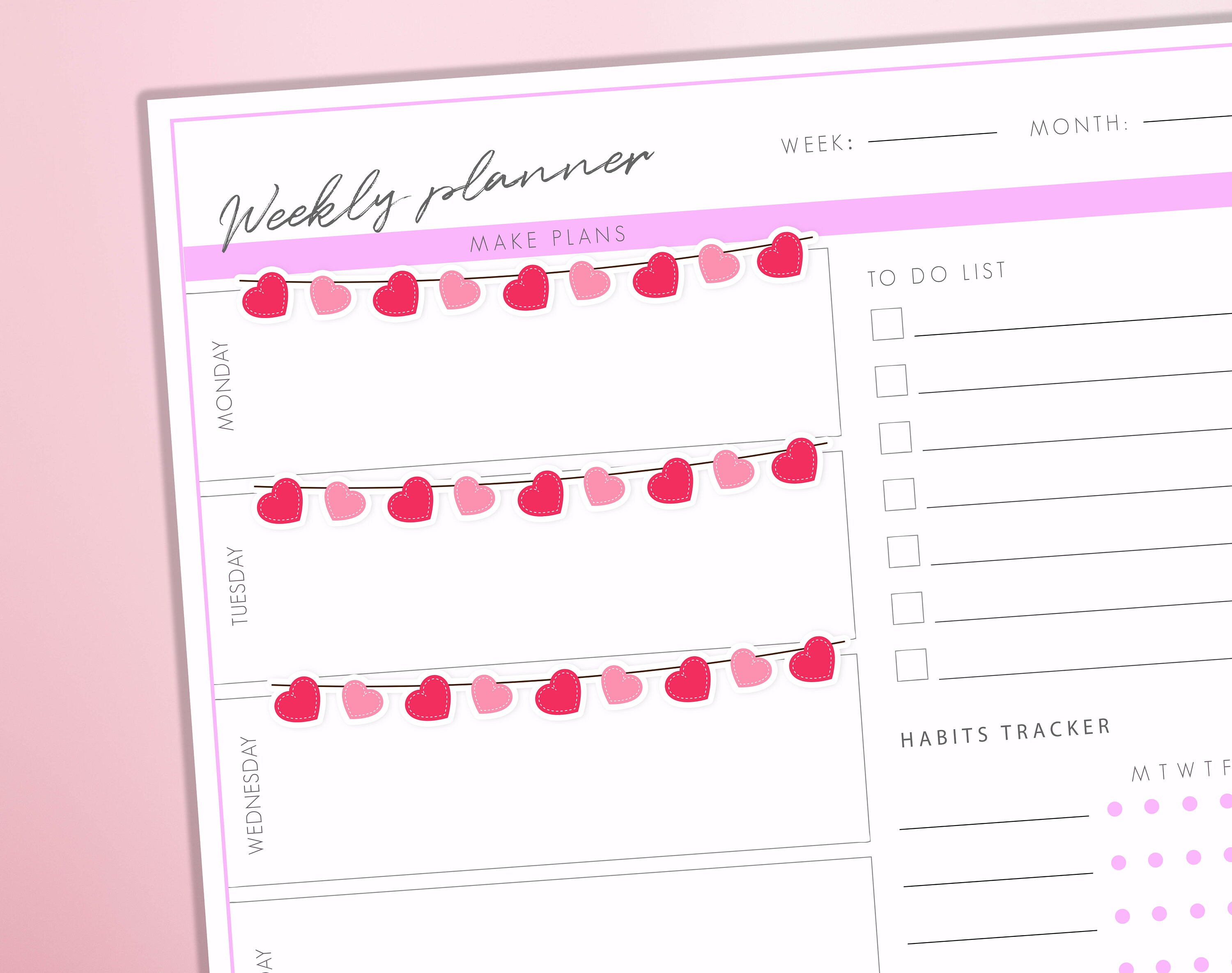 Valentine's day Hearts Dividers Planner Stickers | Hearts Borders | Love Hearts Garland Scrapbook Journal Diary Stickers - Thumbnail 2