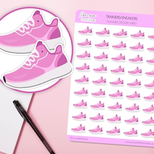 Naklejki do planowania treningów/trampki | Ćwiczenia na siłownię, bieganie, Bullet Journal, arkusz naklejek do pamiętnika