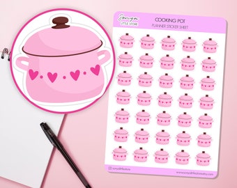 Cooking Pot Planner Sticker Cook Dinner Reminder Meal Prep Kitchen Bullet Journal Sticker Sheet