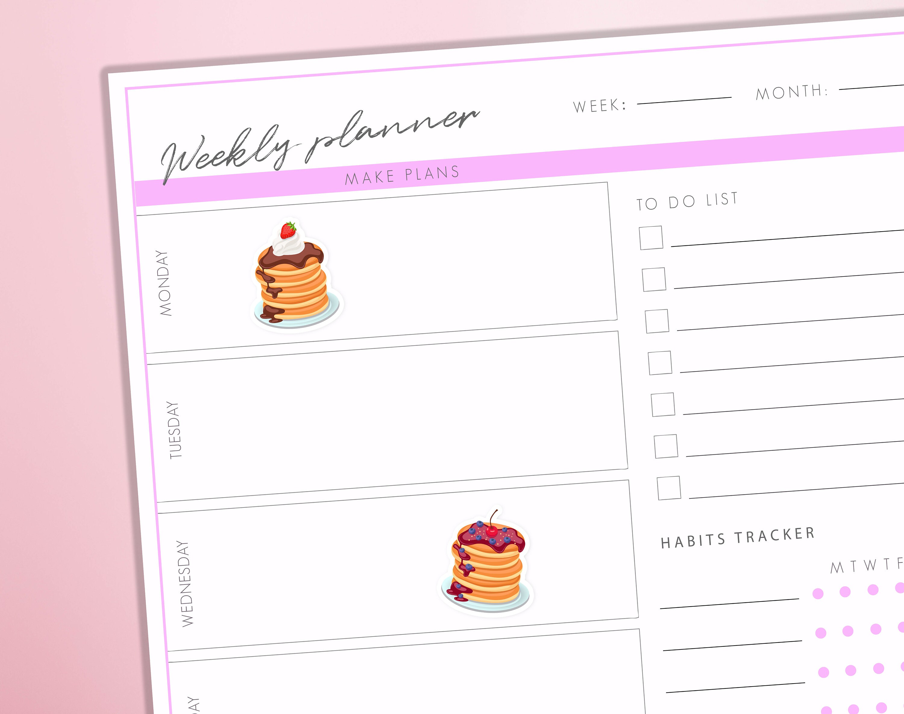 Pancakes Planner Stickers | Pancakes Sweet Breakfast Journal Diary Sticker Sheet - Thumbnail 2