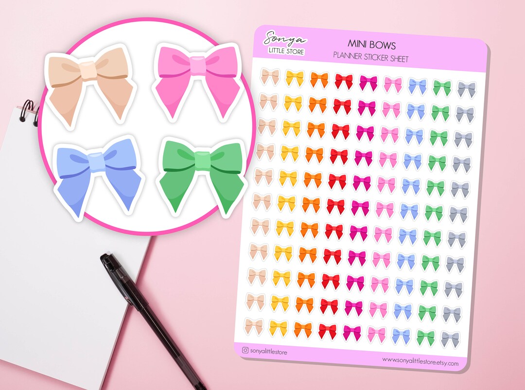 Mini Bow Planner Stickers Cute Colorful Ribbon Decorative Bullet ...