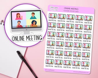 Online Meeting Planner Stickers Zoom Teams Video Call Schedule Organisational Sticker Sheet