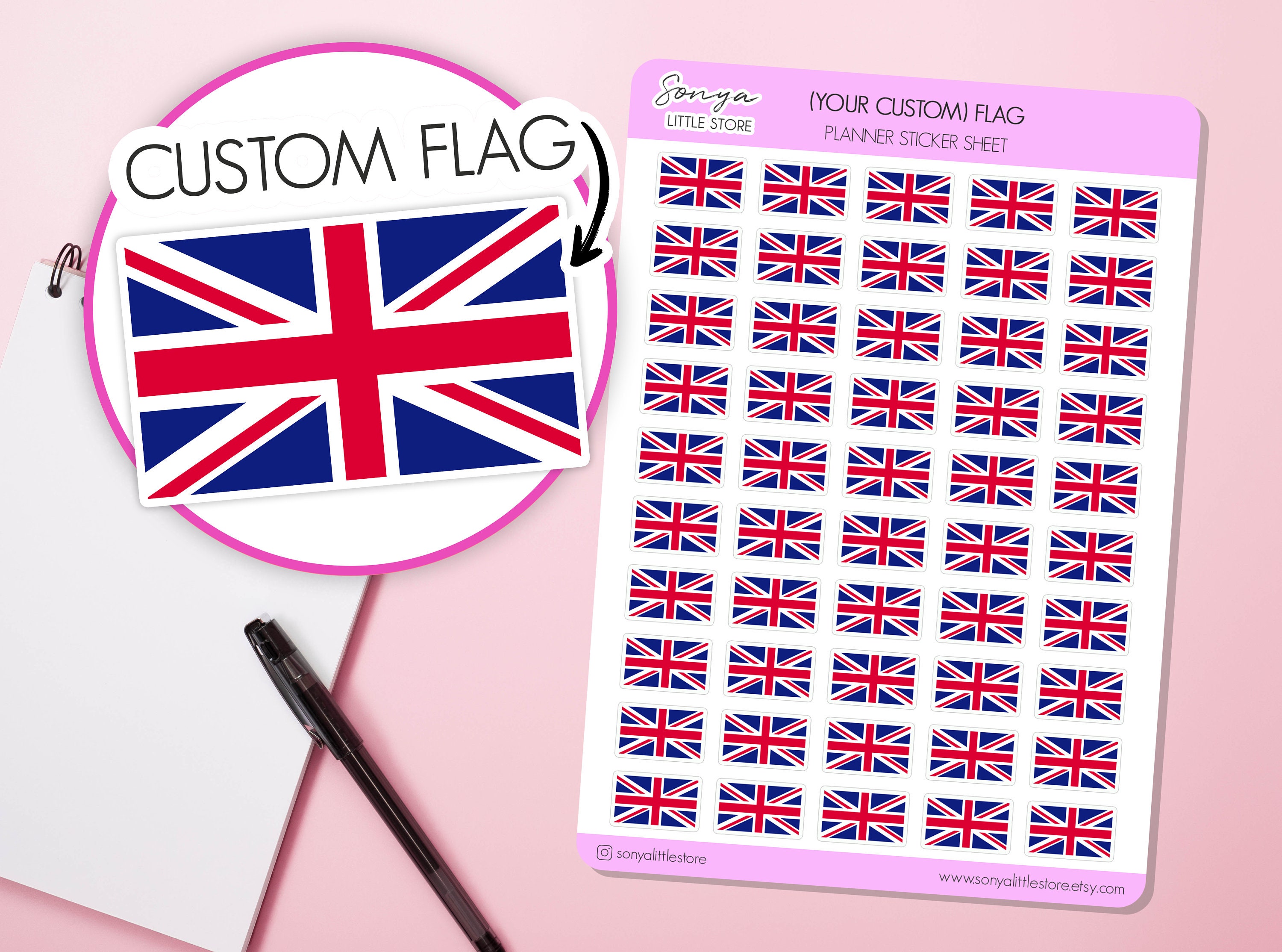 Custom Country Flag Planner Stickers Holiday State Flags of the World Location UK USA Africa Labels Bullet Journal