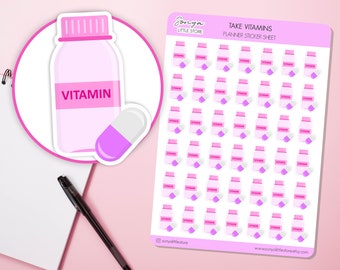 Take Vitamins Reminder Planner Sticker | Medication Reminder Pill Tracking |Meds Tablet Journal Diary Sticker Sheet