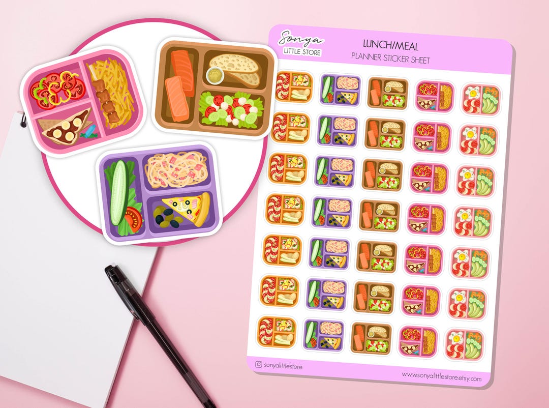Lunch Meal Box Planner Stickers Meal Prep Break Time Food Dinner ...