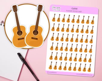 Guitar Planner Stickers | Music Band Class Practise Instrument Hobby Icons Journal, Scrapbooking, Diary Sticker Sheet