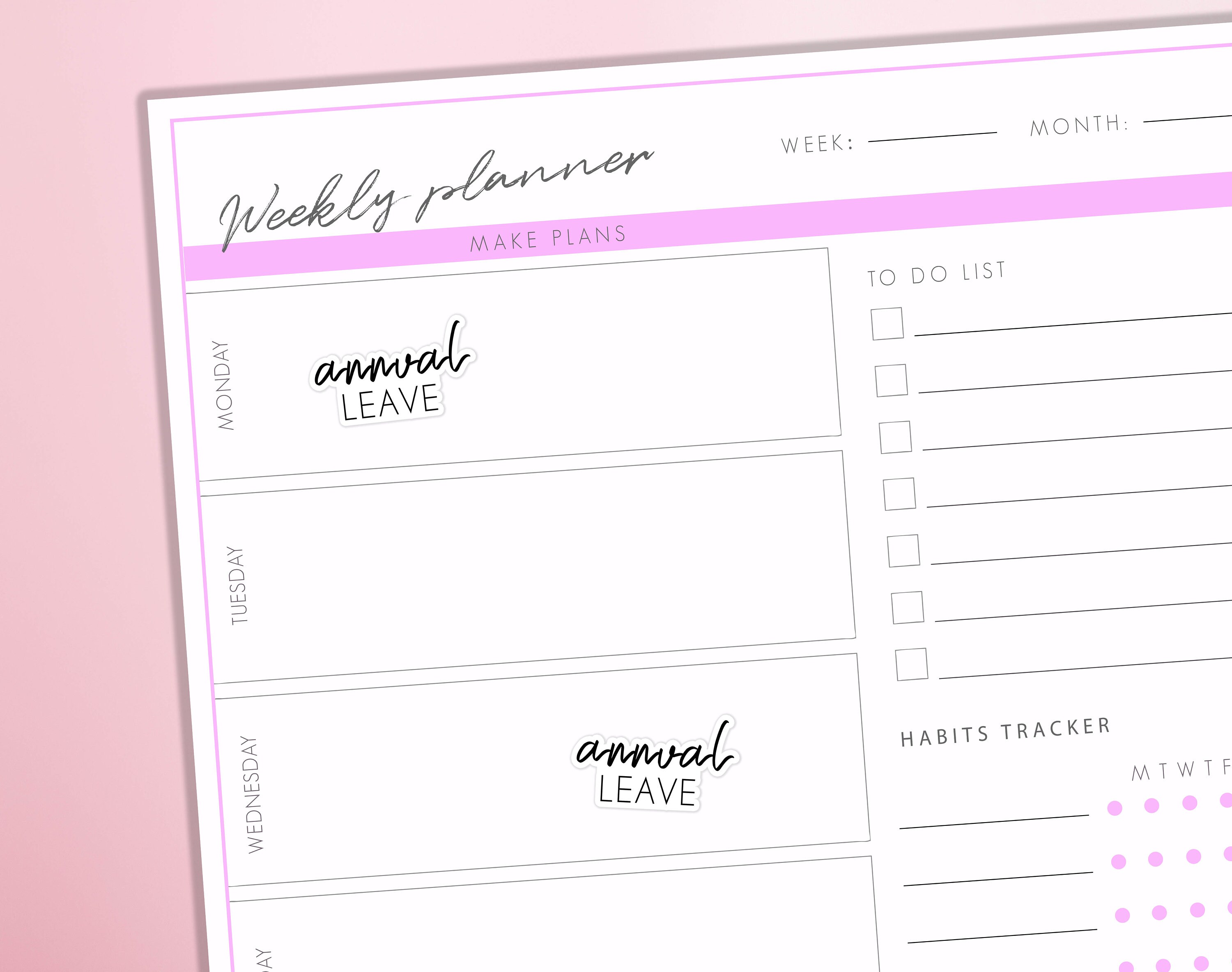 Annual Leave Words Planner Stickers | Functional Script Words Day Off Work Organisational Bullet Journal Diary Sticker Sheet - Thumbnail 2