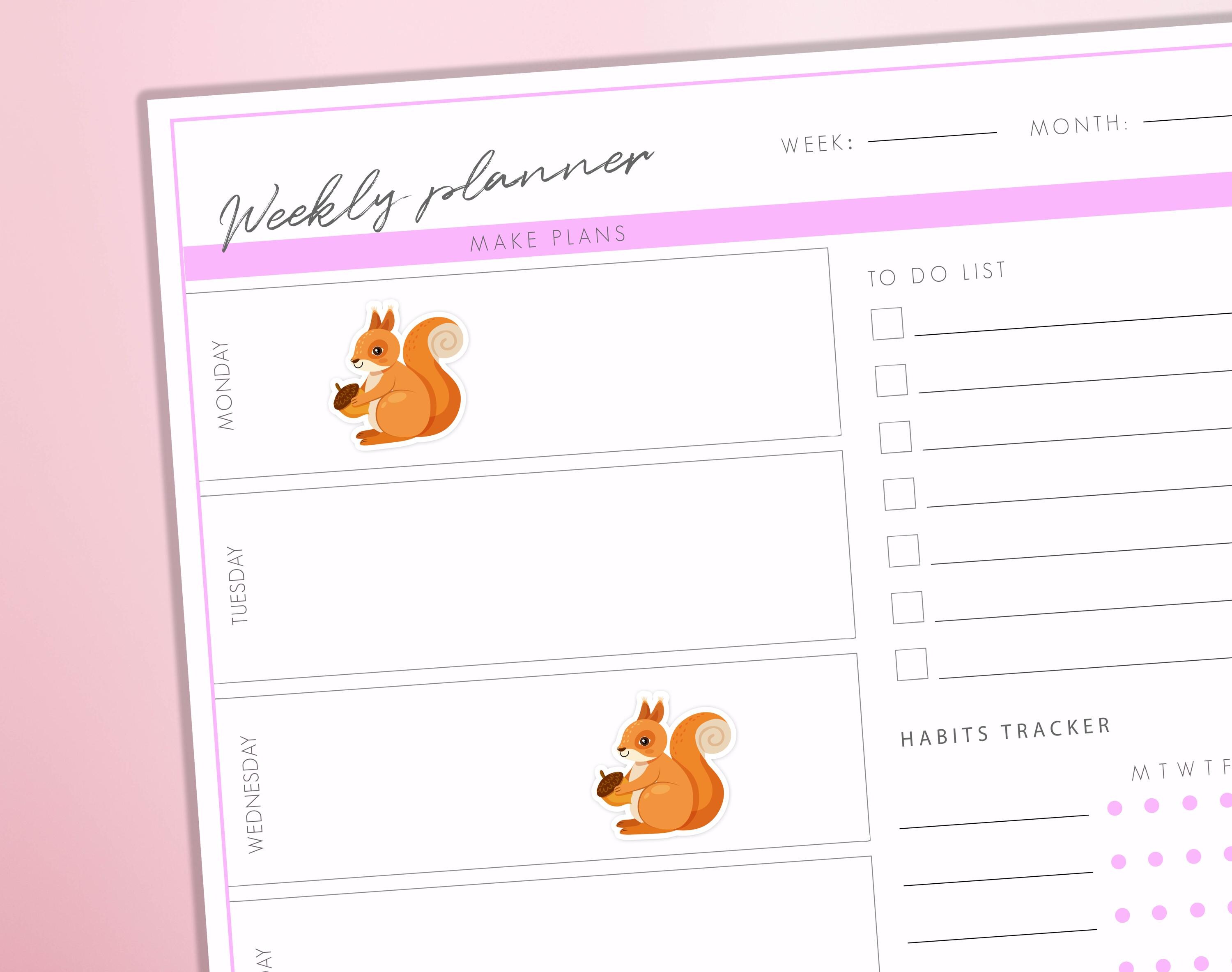 Cute Squirrel Planner Stickers Adorable Autumn Fall Cosy Forest Woodland Animal Bullet Journal Sticker Sheet - Thumbnail 2