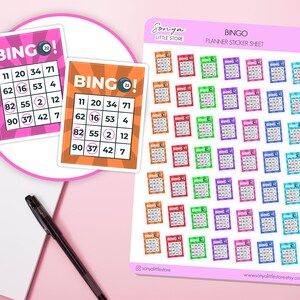Bingo Planner Stickers Bingo Card Night Game Lucky Win Lotterie Bullet Journal Sticker Sheet