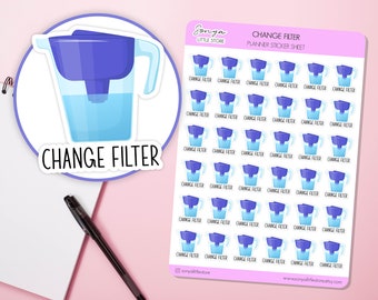Change Water Filter Planner Stickers Jug Reminder Drink  Journal Diary Sticker Sheet