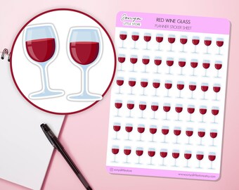 Red Wine Glass Planner Stickers Date Night Celebration Diary Bullet Journal Sticker Sheet