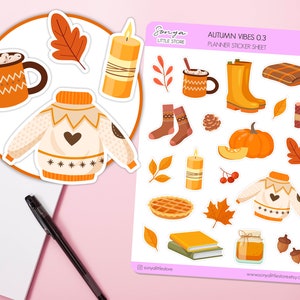 Cosy Autumn Fall Planner Stickers | Autumn Leaves Stickers | Fall Season Journal Diary Sticker Sheet