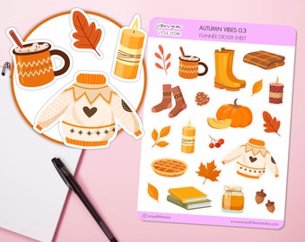Cosy Autumn Fall Planner Stickers Autumn Leaves Fall Season Journal Diary Sticker Sheet
