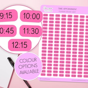 Afspraak Tijdblok Planner Stickers Klok Elke 15 minuten Aangepaste kleur Tijd Uur Herinnering Functioneel Bullet Journal Stickervel