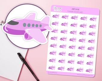 Airplane Planner Stickers | Plane Sticker | Travel Stickers | Transport | Flight | Holiday Travel Journal Diary Sticker Sheet