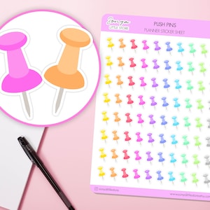 Naklejki do planera z pinezkami, kolorowe pastelowe naklejki do funkcjonalnego dziennika Bullet Journal