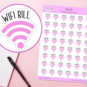 Wi-Fi Aufkleber | Wi-Fi Wechsel Erinnerung Aufkleber | Pay Bill Planer Aufkleber | Internet Bill Journal Tagebuch Sticker Blatt