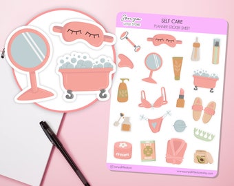 Self Care Planner Stickers | Relax Pamper Routine Skincare Face Mask Beauty Journal Sticker Sheet