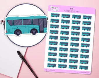 Bus Planner Stickers Commute Transport Travel Trip Schedule Reminder Bullet Journal Sticker Sheet