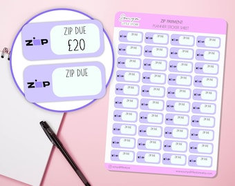 Zip Payment Due Planner Stickers Bill Payment Installment Reminder Finance Money Budget Write On Box Sticker Sheet