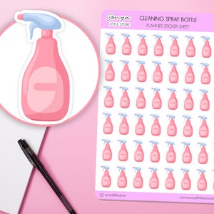 de nettoyage autocollants pour vaporisateur | Sticker pour agenda de corvées | Stickers ménagers | Feuille d'autocollants pour agenda propre