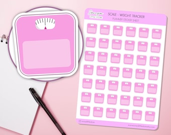 Weigh Tracker Scales Planner Stickers Scale Weight Loss/Gain Tracker Fitness Plan Journal Diary Sticker Sheet