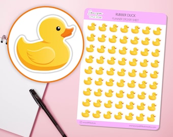 Rubber Duck Planner Stickers Bath Time Tracker Self Care Icons Diary Bullet Journal Sticker Sheet