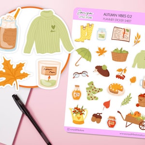 Cosy Autumn Fall Planner Stickers | Autumn Leaves Stickers | Fall Season Journal Diary Sticker Sheet