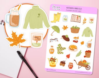Cosy Autumn Fall Planner Stickers Leaves Fall Season Journal Diary Sticker Sheet